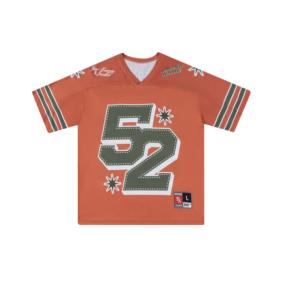 Camiseta de fútbol americano de equipo personalizada OEM al por mayor, Top corto de manga corta con estampado por sublimación, transpirable, absorbe la humedad, secado rápido - Product Image 1