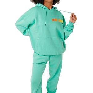 Chándal informal de calidad superior para mujer, chándales de algodón 100% de gran tamaño personalizados para mujer en color liso - Product Image 1