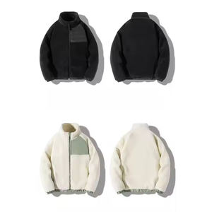 แจ็กเก็ตขนแกะแบบรูดซิปมีกระเป๋าสีทึบเสื้อคลุมกันหนาวสำหรับผู้ชายแจ็คเก็ตขนแกะเชอร์ปาออกแบบได้ตามต้องการจากโรงงาน - Product Image 5