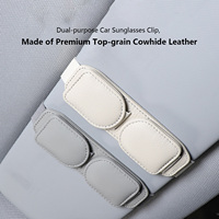 Support magnétique en cuir pour lunettes de voiture, double clip, porte-cartes