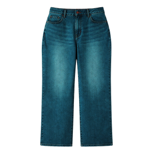 Jean en denim taille haute coupe droite pour femme grande taille, coupe ample, délavage foncé, été, respirant, coton, style vintage, décontracté, vêtement de travail, OEM - Product Image 5