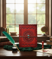 Cuaderno de Cuero Genuino con Piedra Lapislázuli, Libreta de Viajero, Cosido a Mano con Hilo, Papel de Algodón, 120 Hojas, NUEVO
