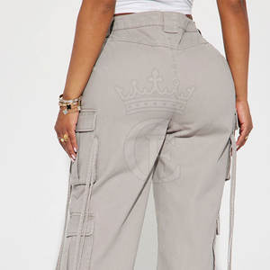 Pantalones cargo informales planos de Invierno para mujer de etiqueta privada 100% algodón transpirable de secado rápido respetuoso con el medio ambiente - Product Image 6