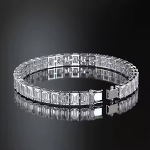 Nouvelles arrivées Testeur de diamants 5mm * 3mm Moissanite diamant Emerald Cut Tennis Bracelet 925 Sterling Silver \ gold fine Jewelry - Product Image 2