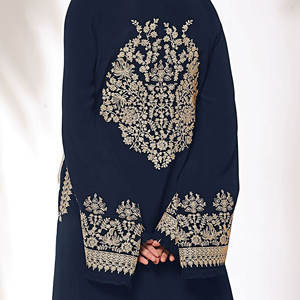 Abaya Islámica para Mujer, Transpirable, de Manga Larga, Holgada, Hecha a Medida, con Bordado, Botones, Estampado Personalizado, Tela con Memoria - Venta al por Mayor, Informal - Product Image 5