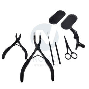 Kit d'outils d'extension de cheveux professionnels noirs avec pinces d'extension de cheveux multifonctionnelles Clips de sectionnement de cheveux Aiguilles de type C - Product Image 6