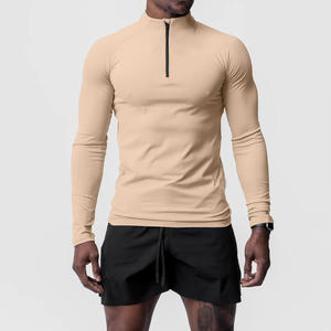 Jersey deportivo para exteriores para hombre, sudadera con cuarto de cremallera, camiseta de compresión de manga larga ajustada, tela tejida bordada en 3D - Product Image 5