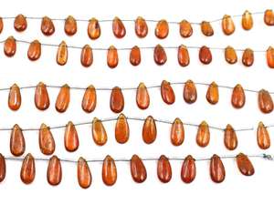 Orange Kyanite Teardrop Pear Shape Beads 8 Inch Smooth Natural Gemstone for Jewelry Making <b>Stone</b> Beads - Product Image 2