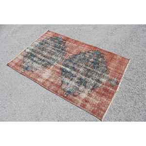 Alfombra Decorativa Vintage de 3.3x5.3 pies (102x161 cm), Alfombra Oriental de Lana Roja Turca - Product Image 4