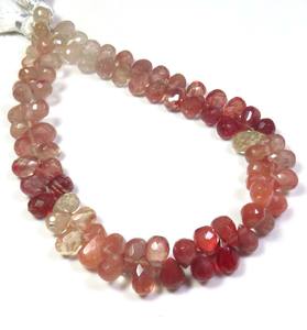 Gemas de labradorita de andesina natural, cuentas de Briolette de 6-9mm, lágrima roja facetada de 8 pulgadas, piedras preciosas sueltas - Product Image 1