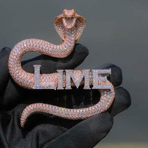 Pendentif personnalisé VVS Hiphop Iced Out Buss Down Snake name 925 Sterling or rose 3D Spécial Moissanite diamant Pendentif - Product Image 2