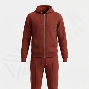 Ensemble de survêtement personnalisé pour homme avec fermeture éclair et motif uni, avec capuche, dernier modèle de vêtements de sport d'entraînement, tenue d'hiver de couleur personnalisée - Product Image 1