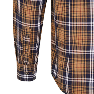 Chemise décontractée à carreaux 100% coton popeline tricotée à fleurs moutarde col boutonné personnalisable coupe régulière respirant Service OEM - Product Image 6