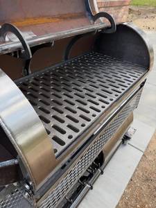 Stainless Steel Offset Smoker <b>Grill</b> with Electronic Ignition Flame Safety Chimney Thermometer and Rolling Cart - Product Image 3