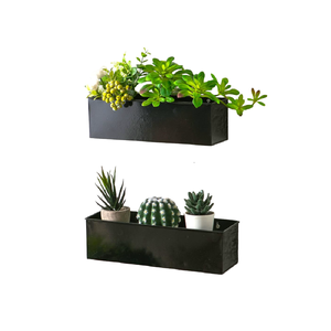 Maceta de planta de pared Rectangular de hoja de Metal con capa de polvo marrón acabado colgante de pared flor arte de pared para Decoración - Product Image 6