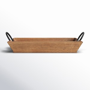 Plateau de service en perles de bambou vert de luxe personnalisable plateau de cuisine en bois fabriqué à la main en métal pour l'impression de Sauce au café et au chocolat - Product Image 1