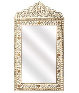 กระจกติดผนังทรงสี่เหลี่ยมผืนผ้าฝังลายดอกไม้สีทองสไตล์หรูหราหรูหราหรูหราระดับพรีเมี่ยมตกแต่งด้วยรูปทรงโค้ง - Product Image 1