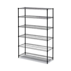 Alera ALESW664818BL NSF Certified 6-<b>Shelf</b> 48 In. X 18 In. X 72 In. Wire Shelving Kit Standing Type Black - Product Image 1
