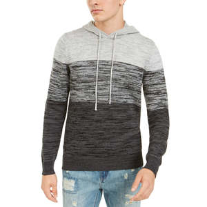 Felpa con Cappuccio Leggera da Uomo American Rag, Taglia XX-Large, Maglione in Maglia Colorblock Space Dye con Etichetta Personalizzata e Stampa Serigrafica Grigia - Product Image 1