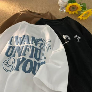 OEM al por mayor Unisex impresión camisas 100% algodón cuello redondo de gran tamaño personalizado Puff Logo camisas Puff impresión camiseta - Product Image 1