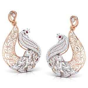 Fashionable Yellow Gold <b>Earrings</b> Peafowl Trellis Gemstone Drop EarFlower <b>Hoop</b> Diamond Sliver 925 Women <b>Earrings</b> - Product Image 3