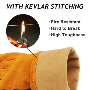 Gants de soudage en cuir fendu jaune de 14 pouces avec doublure en Kevlar Gants de sécurité résistants à la chaleur et aux flammes pour soudeurs industriels EN420 - Product Image 3