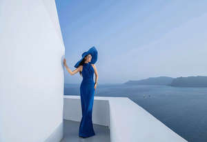 Summer <b>Women</b> Off Shoulder <b>Navy</b> <b>Blue</b> Long <b>Dress</b> Polyester Spandex Unique Design OEM ODM Vietnam - Product Image 4