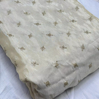 Tela de Seda Pura Teñible con Diseño Metálico Zari Butti Tejido para Sarees, Lehengas y Dupattas Premium - Material sin Coser