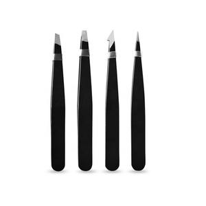 Pinzas para cejas de acero inoxidable con etiqueta privada de corazón personalizado de alta calidad, aplicador de pestañas postizas de Punta puntiaguda, Color rosa y negro - Product Image 1