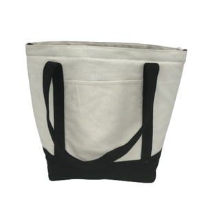 Bolso tote de lona de algodón blanco liso vintage reciclable reutilizable con logotipo impreso personalizado muchos bolsillos en el interior para promoción de viajes - Product Image 1