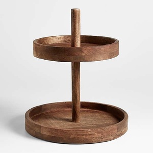 Wood Round Eco-Friendly Cake Stand with Handle Modern Kitchen Use Hand Wash Only Dessert Holder - Product Image 5