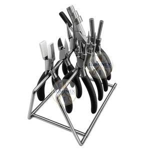 Juego de Herramientas de Alicates para Joyería de Acero Inoxidable Profesional, 8 Piezas, Soporte de Almacenamiento, Empuñaduras Antideslizantes Negras, Cortador de Alambre con Mordazas de Nailon - Product Image 5