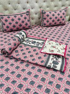 100% Cotton Bed Sheet quilt With 2 <b>Pillow</b> <b>Set</b> Floral Indian Hand Block Printed Bed Sheets Flat Sheet Indian bedding <b>set</b> luxury - Product Image 3