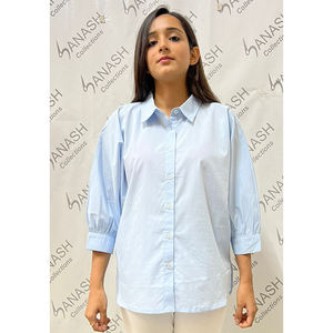 Cómodos vestidos personalizados Ropa de mujer Alta calidad 100% algodón Color sólido Camisa de manga larga para mujer al mejor precio - Product Image 4