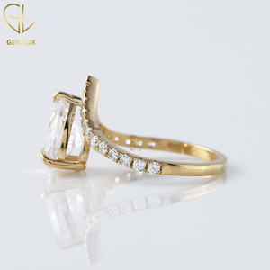 การออกแบบใหม่ 2CT ลูกแพร์โค้งรูป Lab-Grow เพชรแหวนหมั้น 14 พันทองคําขาวแหวนหยดน้ําตาพร้อมใบรับรอง IGI สําหรับของขวัญ - Product Image 5