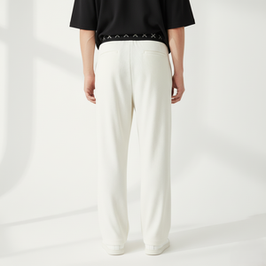 2024 été hommes léger respirant écologique décontracté mi-taille cordon fermeture jambe large peigné tissu 100% pantalon - Product Image 2