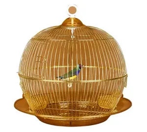 Round Gold Meal Bird Cage Economy and Lightweight Small Birds Carrier Cages for Parakeets Lovebirds Cage