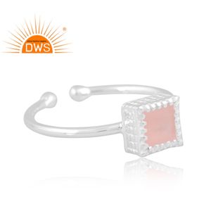 Latest Design Fine <b>Sterling</b> <b>Silver</b> Natural Rose Quartz Gemstone <b>Adjustable</b> <b>Ring</b> Custom Jewelry For Women Gift For Her - Product Image 2