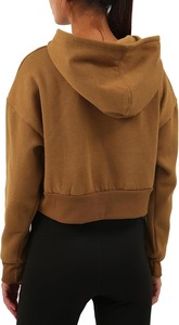 Sweat à capuche à manches longues surdimensionné et personnalisé pull pour femmes couleur marron haut court pour le sport sweat à capuche court pour femmes - Product Image 3