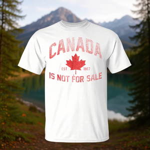 T-Shirt Unisex 'Canada Is Not For Sale' per Adulti, Manica Corta, Collo Rotondo, Abbigliamento Promozionale Bianco con Stampa Serigrafica - Product Image 4