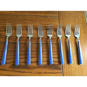 Increíble recolector de frutas de acero inoxidable para servir, recolector de frutas con Servidor de ensalada, mango de cerámica azul plateado, estilo diferente - Product Image 1