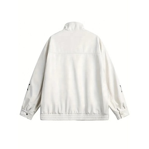 2026 New Arrival Customized Color Genuine Leather Eco-Friendly Bomber <b>Jacket</b> <b>Star</b> Appliques Stand Collar Zipper Closure Street - Product Image 2