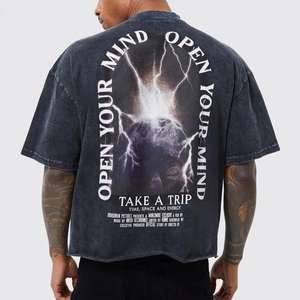 T-shirts en coton vintage délavés à l'acide pour hommes en gros, t-shirts décontractés à col rond, t-shirts oversize, t-shirts de grande taille, t-shirts de rue pour hommes - Product Image 5