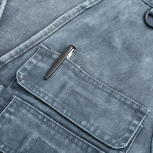 Gilet en jean décontracté dernier cri pour hommes sans manches avec poches sur la poitrine et sur le côté Gilet en jean respirant pour hommes - Product Image 5