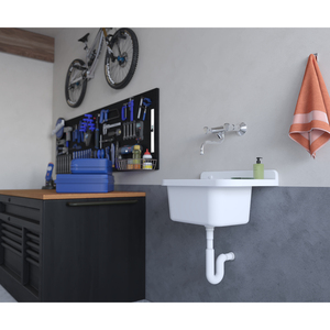 Lavabo Rettangolare Moderno da Bagno - Scarico a Parete in PP con Foro Singolo per Rubinetto, Finitura Cromata, Capacità 12L, 50x34cm - Product Image 2