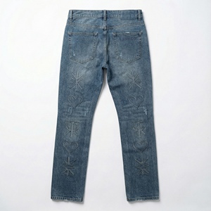 Pantalon baggy streetwear pour homme, taille haute, mi-lourd, avec braguette à boutons, personnalisé en 3D pour motifs graphiques, effet vieilli et effet empilé, style Y2K - Product Image 2