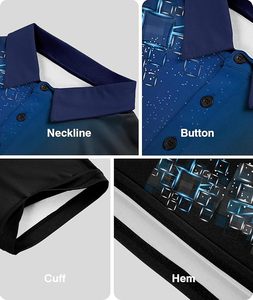 เสื้อโปโลชายแบบซับลิเมชั่น สีดำ ทรงปกติ แขนสั้น คอปก สตรีทแวร์ เสื้อพื้นฐาน รับผลิตแบบ OEM ขายส่ง - Product Image 3