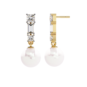 Haute qualité Simple perle cultivé en laboratoire CVD diamant princesse coupe IGI certifié romantique or Rose boucles d'oreilles de luxe bijoux haut de gamme - Product Image 2