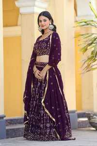 Exceptional Quality Glamorous Fusion Suit 4 Meter <b>Flared</b> Lehenga Choli with <b>Sequins</b> Work Canvas Layers for Party Summer & Winter - Product Image 4