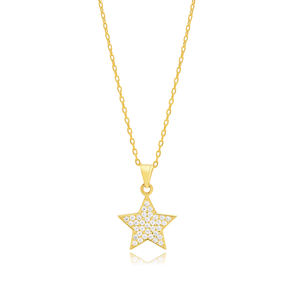 Diseño minimalista de estrella CZ piedra joyería de plata colgante de collar de plata al por mayor joyería fina turca hecha a mano - Product Image 3